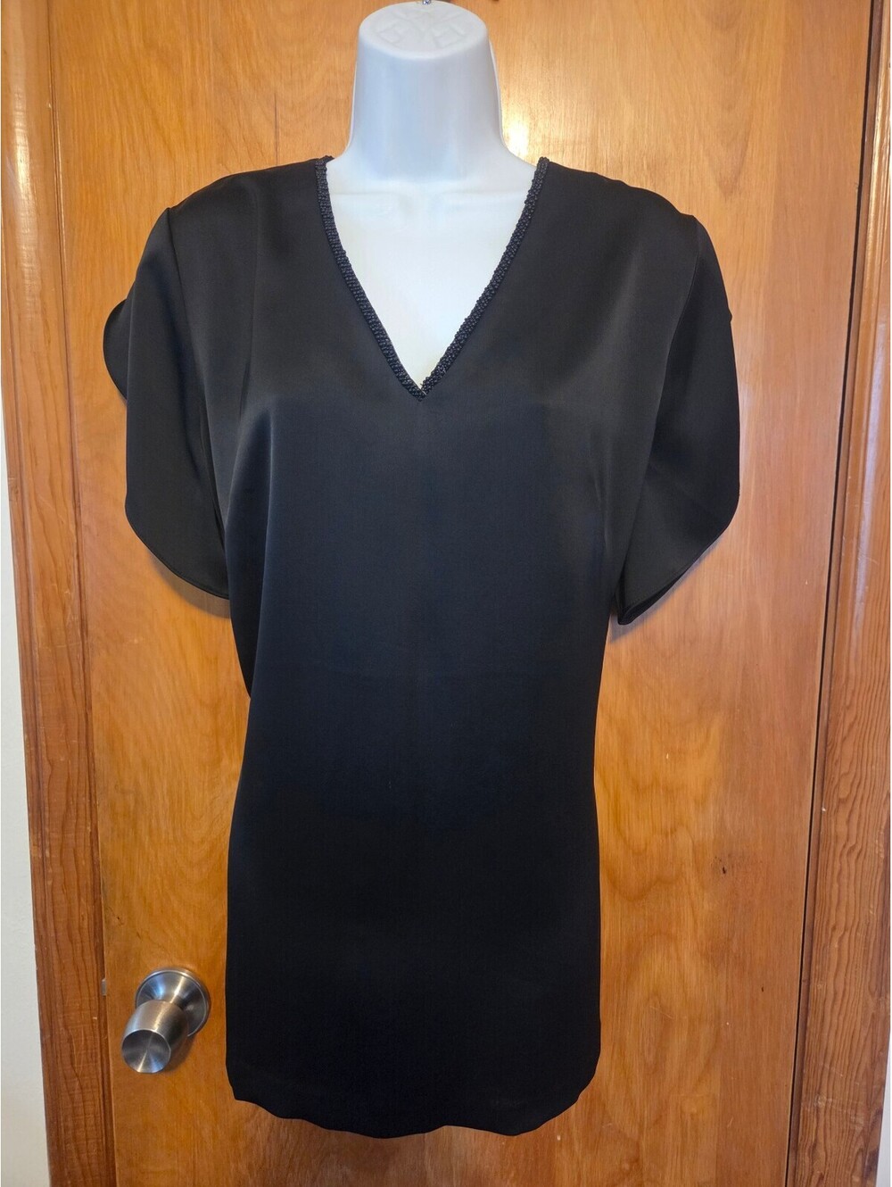 The Limited Black V Neck Flutter Sleeve Blouse Size L